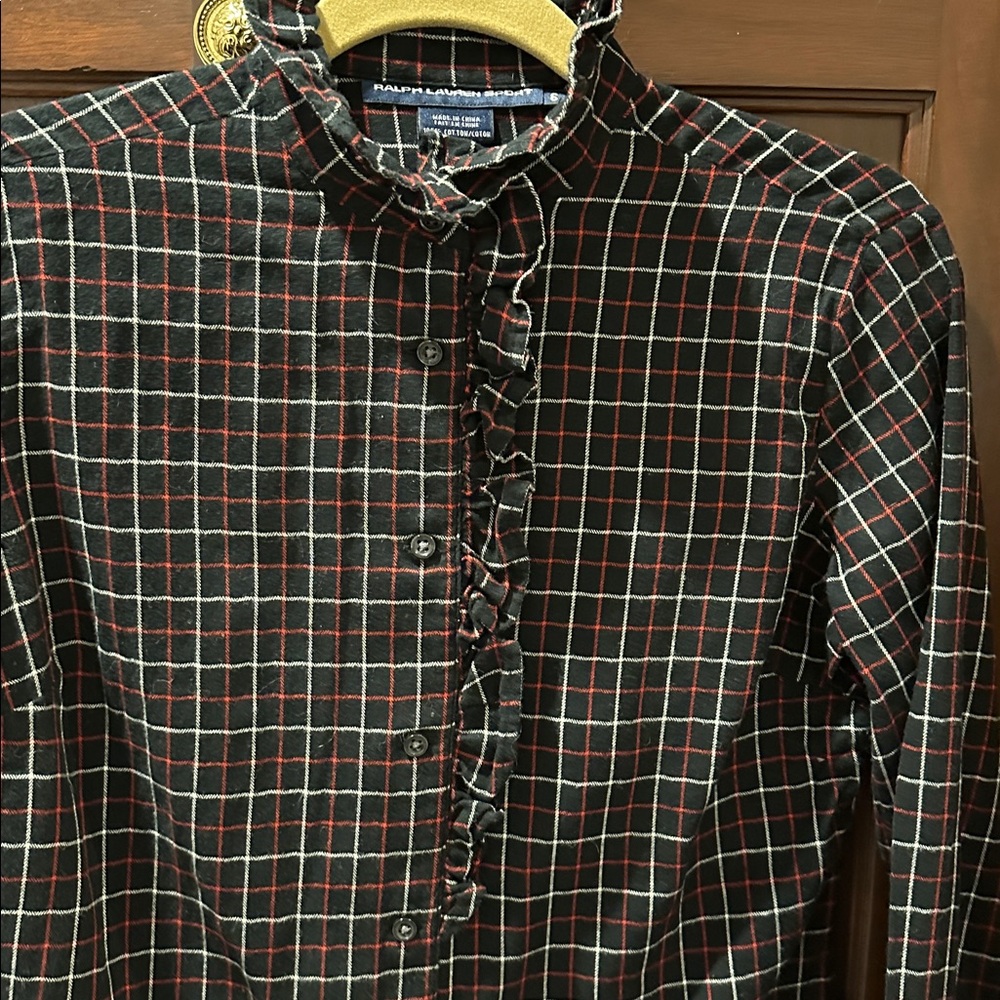 RALPH LAUREN SPORT COTTON FLANNEL WOMENS BLOUSE SIZE 6